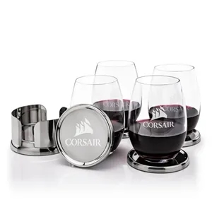Baldoni Coasters & Carlita Stemless Wine Set | https://www.bestnamebadges.com