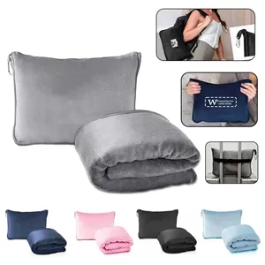 Travel Blanket With Trolley Pillow Pouch | https://www.bestnamebadges.com