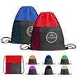 Polyester Drawstring Backpack W/ Non Woven Front Pocket | https://www.bestnamebadges.com