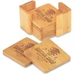 Laser Engraved Bamboo Coaster Set | https://www.bestnamebadges.com
