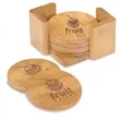 Laser Engraved Bamboo Coaster Set | https://www.bestnamebadges.com