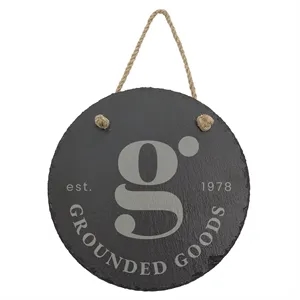 7 3/4" Round Slate Decor with Hanger String