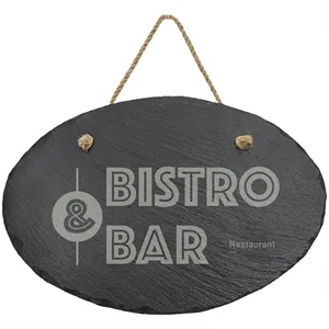 11 3/4"x7 3/4" Oval Slate Decor with Hanger String