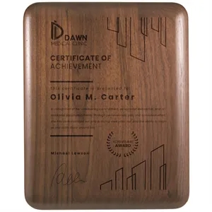 10 1/2" x 13" Elliptical Edge Round Corner Walnut Plaque