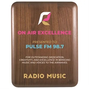 7" x 9" Elliptical Edge Round Corner Genuine Walnut Plaque