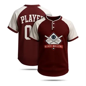 Men's Baseball Jersey 2 Button Sublimated 200G Interlock