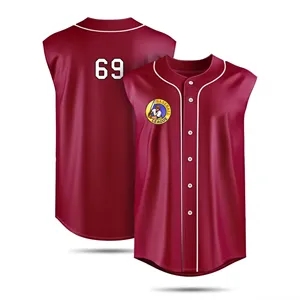 Men's Sleeveless Full Button Baseball Jersey Interlock 200G
