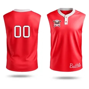 Men's 2 Button Sublimated Sleeveless Baseball Jersey 200 GSM
