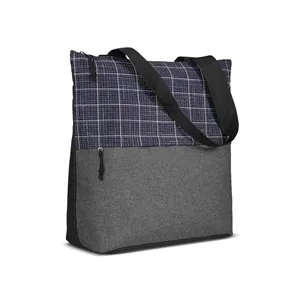 Flannel Check Accent Tote Bag