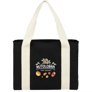 12oz Cotton Shopper Tote with Contrast Handles | https://www.bestnamebadges.com