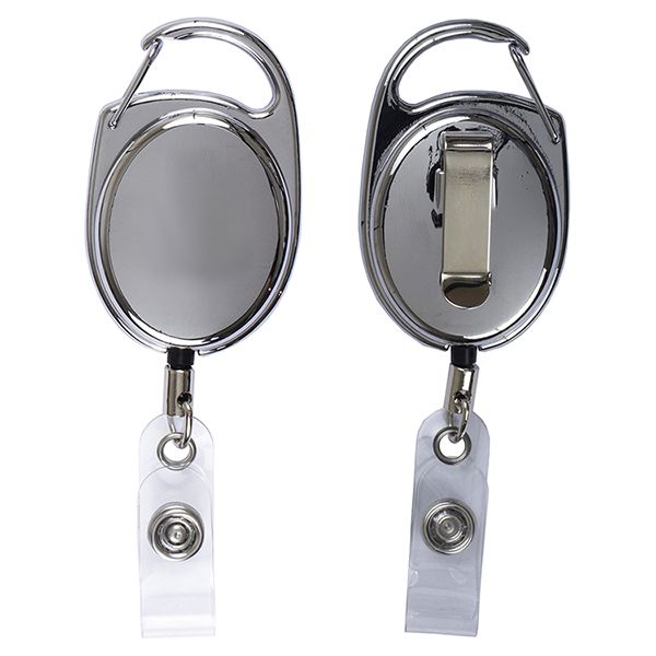 30" Cord Chrome Finish Metal Retractable Badge Reel and Badg