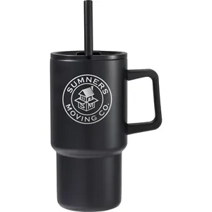 Summit 18oz Recycled Vacuum Insulated Mug w/ Straw | https://www.bestnamebadges.com