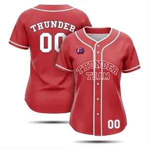 Women Full Button Baseball Jersey Sublimated Interlock 200G