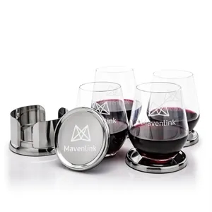 Baldoni Coasters & Reina Stemless Wine Set | https://www.bestnamebadges.com