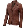 Two Button Leather Blazer Jacket for Women's | https://www.bestnamebadges.com