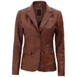 Two Button Leather Blazer Jacket for Women's | https://www.bestnamebadges.com
