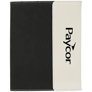 7" x 9" White Leatherette & Black Canvas Portfolio