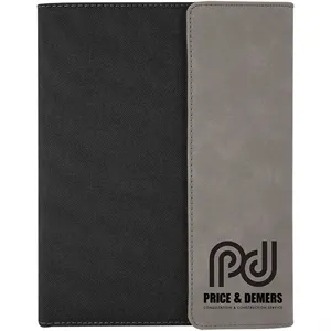 7" x 9" Gray Leatherette & Black Canvas Portfolio