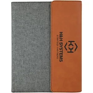 7" x 9" Rawhide Leatherette & Gray Canvas Portfolio