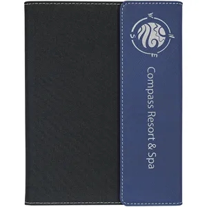 7" x 9" Blue & Silver Leatherette & Black Canvas Portfolio