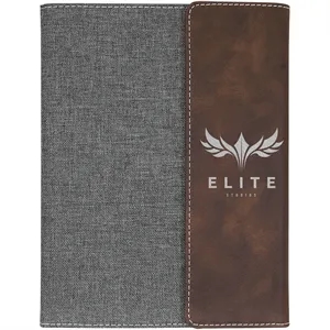 7" x 9" Rustic & Silver Leatherette & Gray Canvas Portfolio
