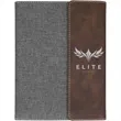 7" x 9" Rustic & Silver Leatherette & Gray Canvas Portfolio | https://www.bestnamebadges.com