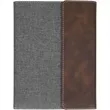 7" x 9" Rustic & Silver Leatherette & Gray Canvas Portfolio | https://www.bestnamebadges.com