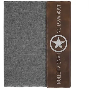 9.5" x 12" Rustic/Silver Leatherette & Gray Canvas Portfolio