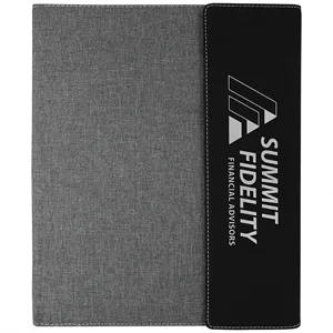 9.5" x 12" Black/Silver Leatherette & Gray Canvas Portfolio