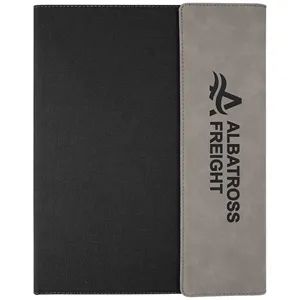 9 1/2" x 12" Gray Leatherette & Black Canvas Portfolio