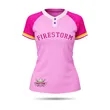 Women's 2 Button  Sublimated Baseball Jersey 150G Interlock | https://www.bestnamebadges.com
