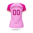 Women's 2 Button  Sublimated Baseball Jersey 150G Interlock | https://www.bestnamebadges.com