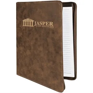 9 1/2" x 12" Leatherette Rustic/Gold Portfolio with Zipper