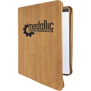 9 1/2" x 12" Leatherette Bamboo Portfolio with Zipper