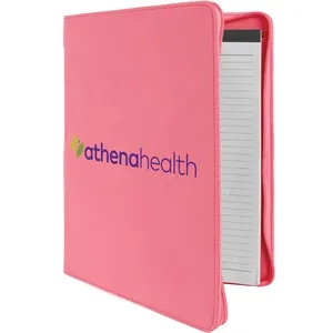 9 1/2" x 12" Leatherette Pink Portfolio with Zipper