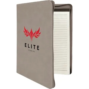 9 1/2" x 12" Leatherette Gray Portfolio with Zipper