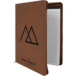 9 1/2" x 12" Leatherette Dark Brown Portfolio with Zipper