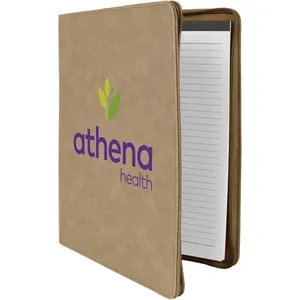 9 1/2" x 12" Leatherette Light Brown Portfolio with Zipper