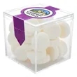 Cube Shaped Acrylic Container With Candy | https://www.bestnamebadges.com