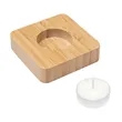 Bamboo Tea Light Candle Holder With Candle | https://www.bestnamebadges.com