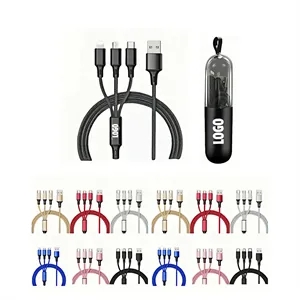 3 In 1 Fast Charging Cable With Key Loop