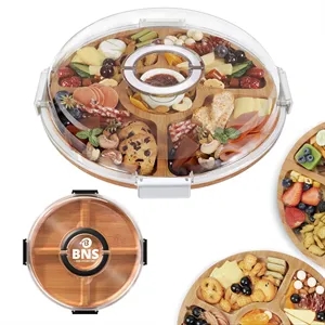 Round Charcuterie Board with Clear Lid