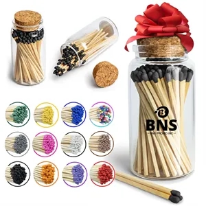 80 pcs 4" Wooden Matches in Glass Jar with Striker