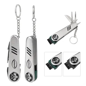 7 In 1 Multifunction Stainless Steel Golf Tool W/ Key Chain