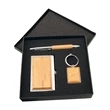 Silver/Wood Gift Set with Business Card Case, Pen & Keychain | https://www.bestnamebadges.com