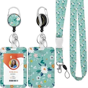 Customized Id Badge Holder With Lanyard And Carabiner Clip