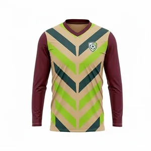Sublimated Long Sleeve Soccer Jersey Silk Feel 180G 