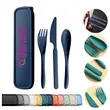 3-in-1 Portable Wheat Straw Cutlery Set With Storage Box | https://www.bestnamebadges.com