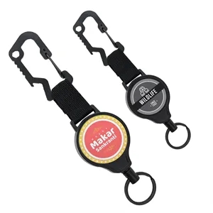 Outdoor Carabiner Round Badge Reel w/ Keyring | https://www.bestnamebadges.com