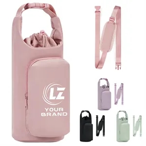 Portable Water Bottle Bag W/ Storage Pocket Shoulder Strap | https://www.bestnamebadges.com